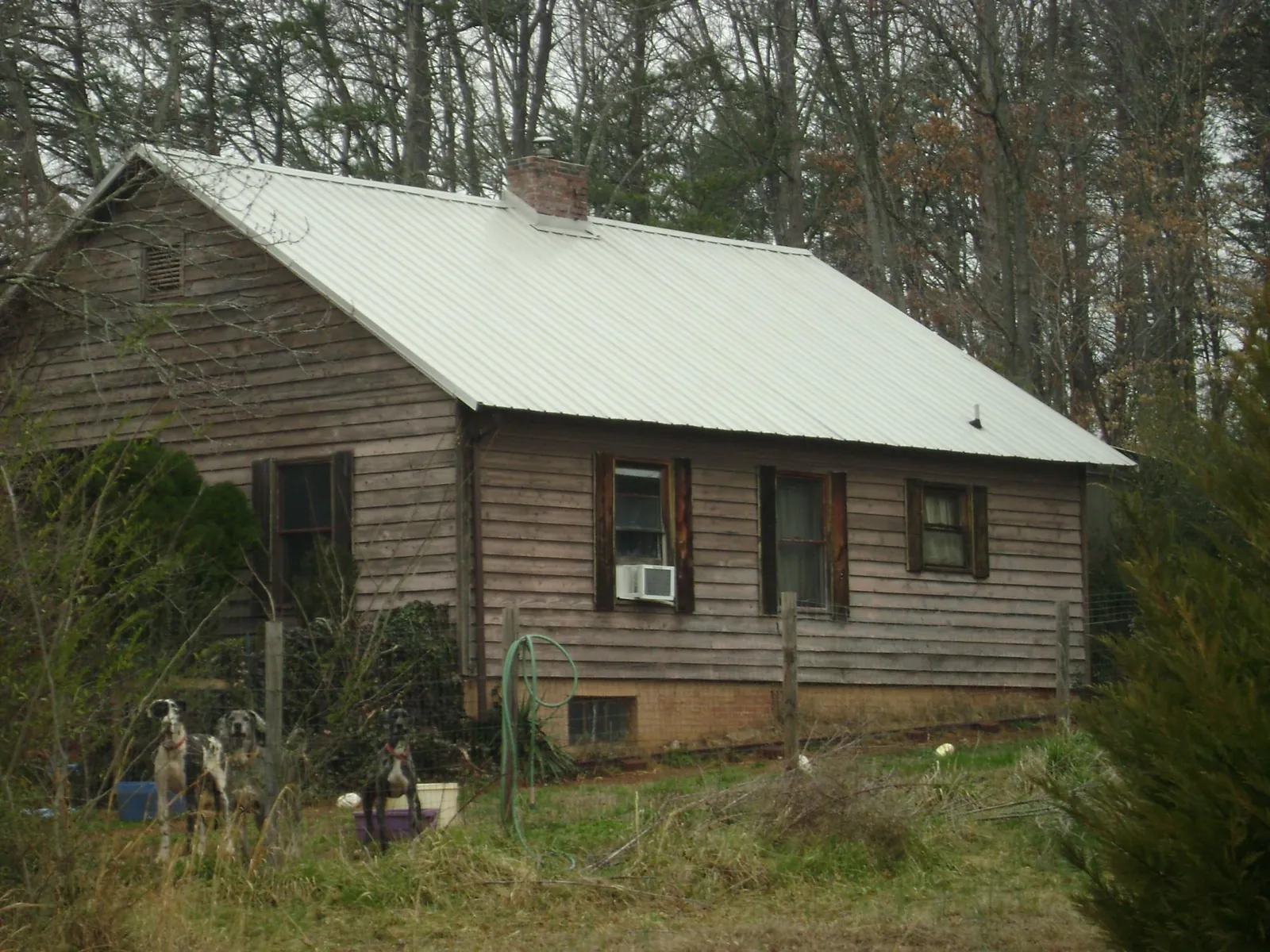 White metal roof on an old wood sided farmhouse, from a Asphalt Shingle Roof Repair job in Pennsboro